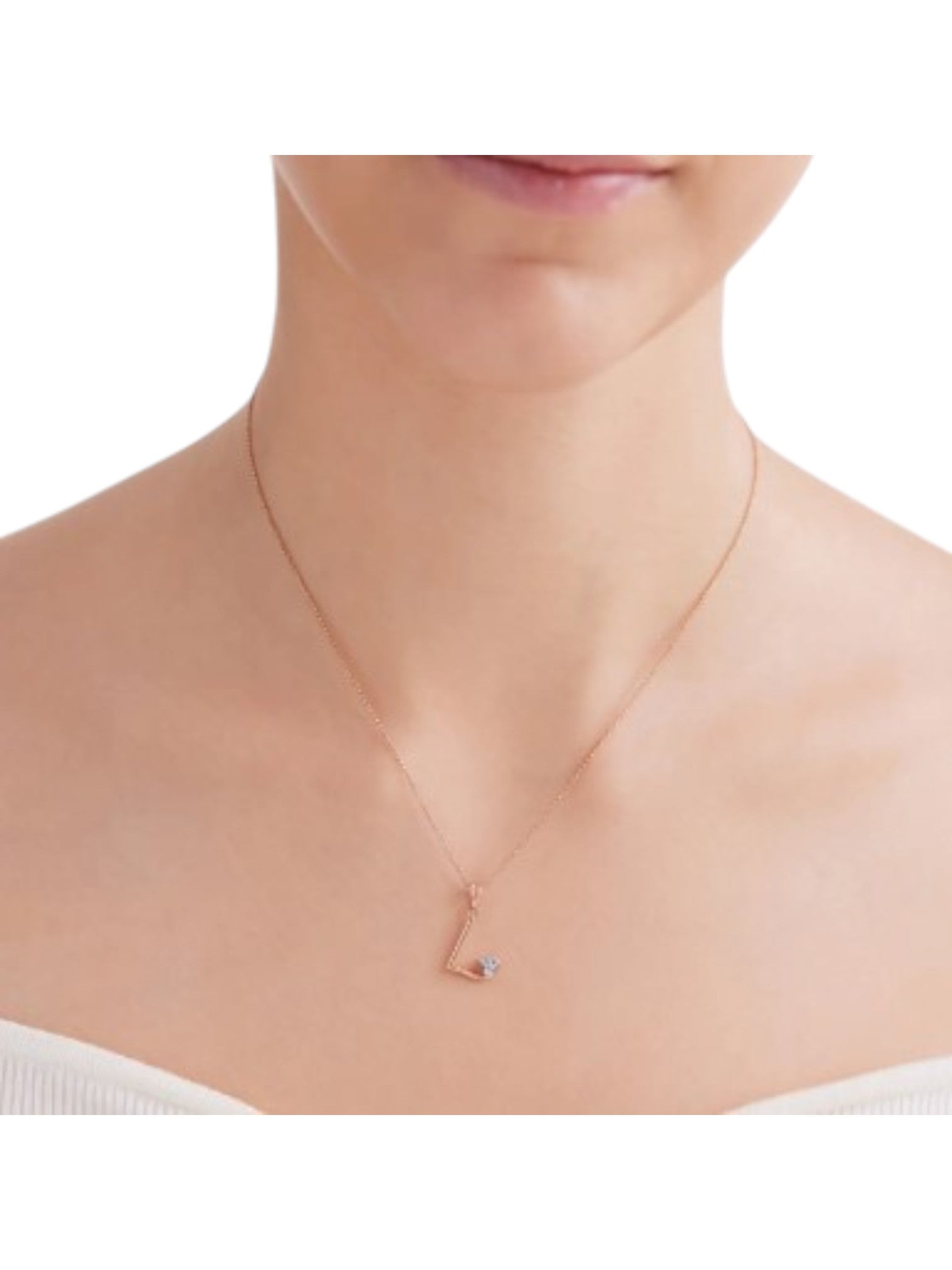 Trendy L Letter Design 925 Sterling Silver CZ Stones Rose Gold Plated Pendant With Chain For Women By Kesardeep